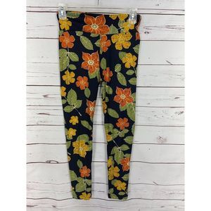 LuLaRoe Floral Leggings Size One Size (OS) They have‎ a floral pattern with dark
